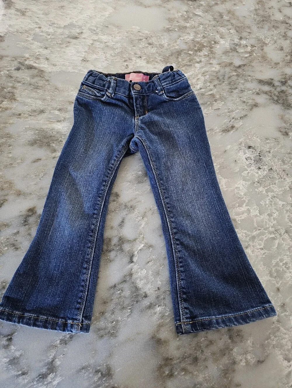 Old Navy Toddler Girls Bootcut Jeans 3T Dark Wash Denim Adjustable Waist Stretch